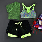 Three-piece fitness shorts and quick-drying tops