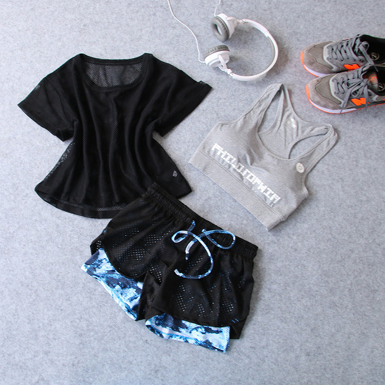 Women's three-piece yoga wear sports suit