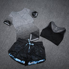 New Women Yoga Sport Suit Bra Set 3 Piece Female Short-sleeved Summer Sportswear Running Fitness Training Clothing