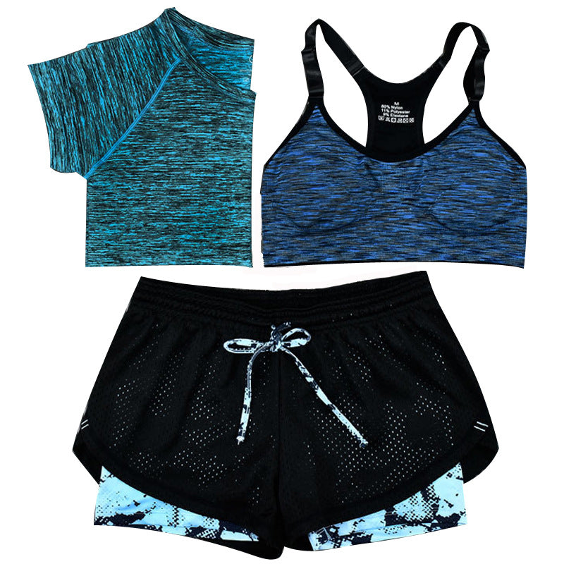 Three-piece fitness shorts and quick-drying tops