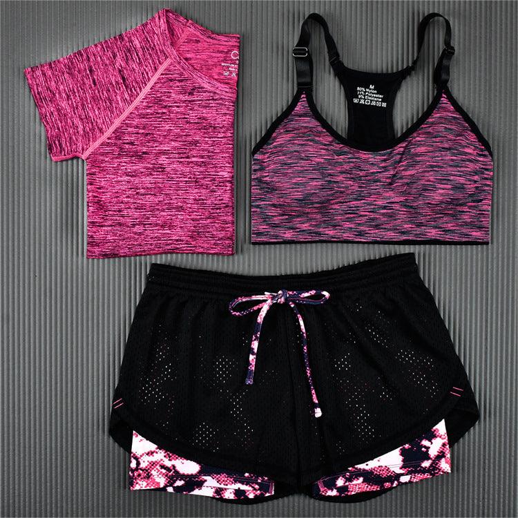 Three-piece fitness shorts and quick-drying tops