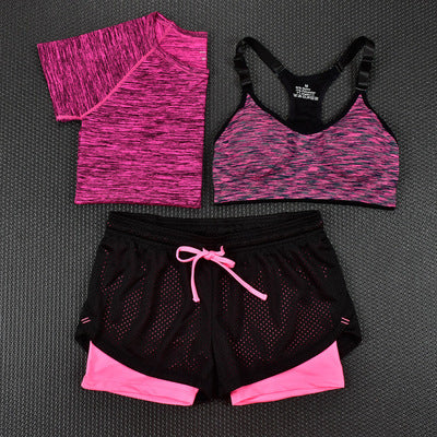 Three-piece fitness shorts and quick-drying tops