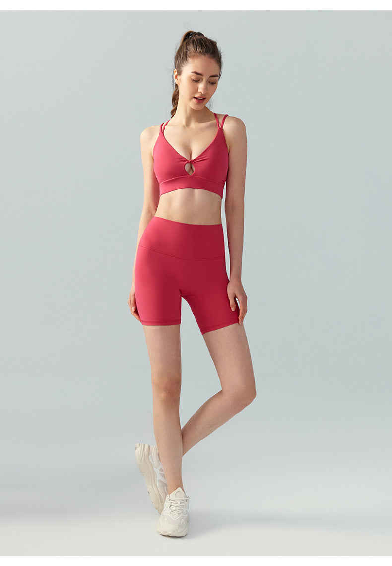 Women's Double Shoulder Strap Yoga Vest Breathable Chest Pad Sports Bra Top