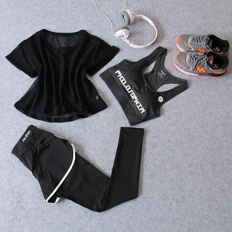 Women's three-piece yoga wear sports suit
