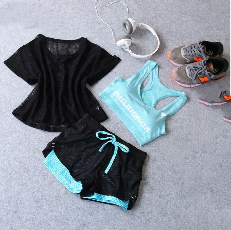 Women's three-piece yoga wear sports suit