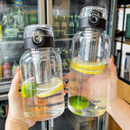 Bounce Cover Glass Water Cup With Cup Cover Portable Large Capacity