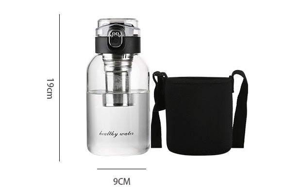 Bounce Cover Glass Water Cup With Cup Cover Portable Large Capacity