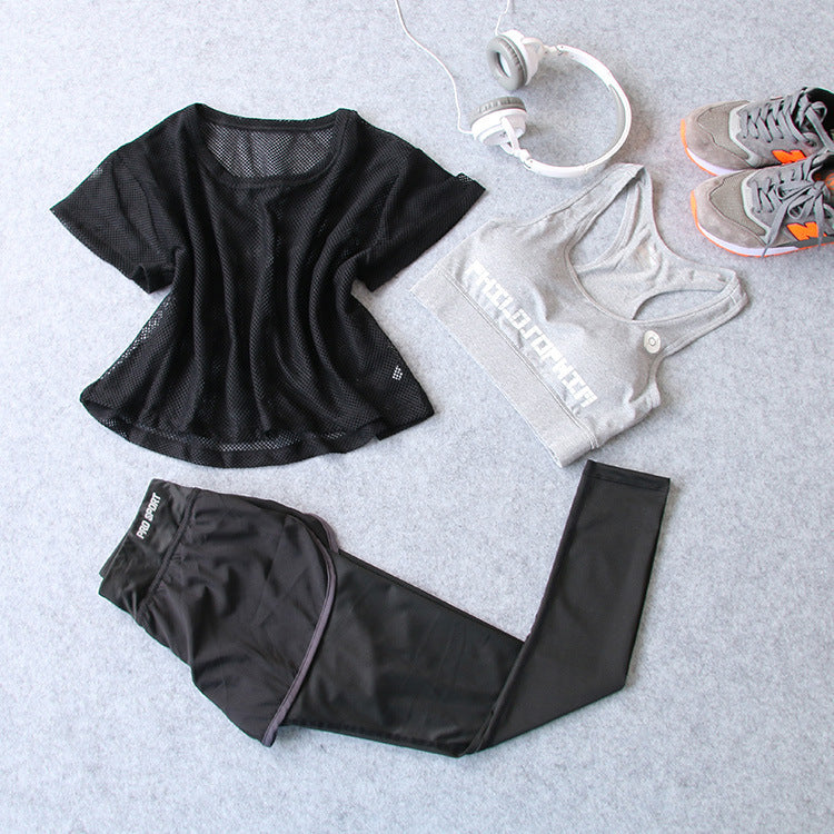 Women's three-piece yoga wear sports suit