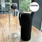 Bounce Cover Glass Water Cup With Cup Cover Portable Large Capacity