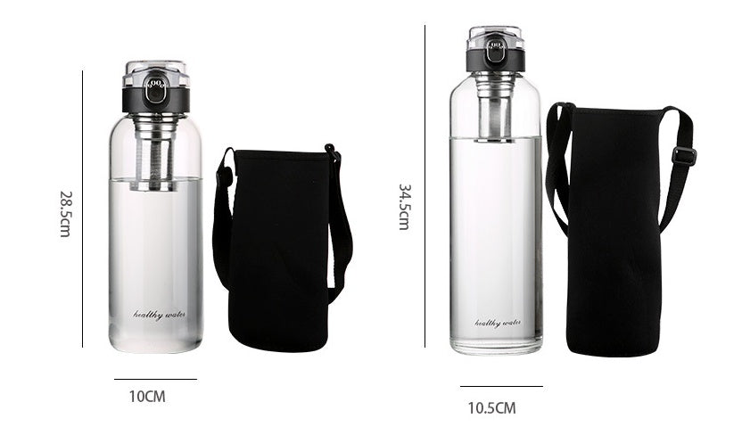 Bounce Cover Glass Water Cup With Cup Cover Portable Large Capacity