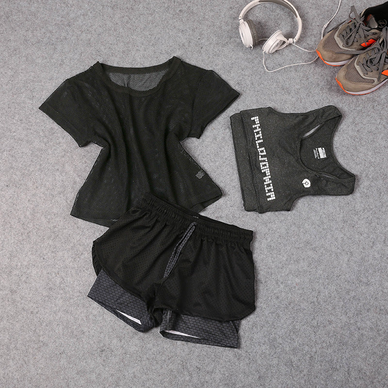 Women's three-piece yoga wear sports suit