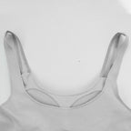 Women U Neck Tank Tops Built In Bra Basic Tank Top Fitted Sleeveless Undershirt Tank