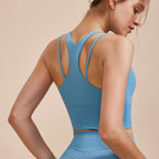 Sports Underwear Women's Fake Two Pieces Double-shoulder Strap Shockproof Push-up