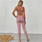 High waist polka dot printing yoga sports fitness suit
