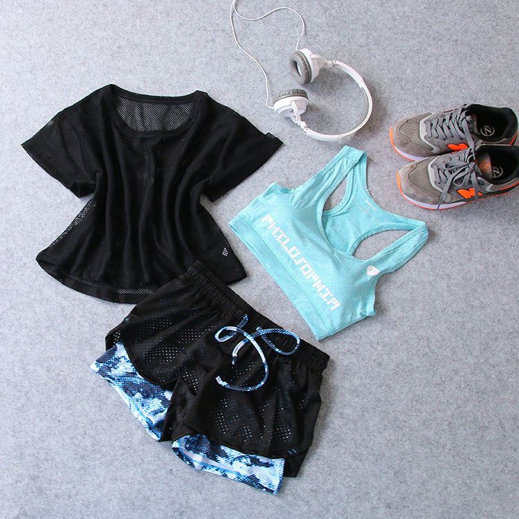 Women's three-piece yoga wear sports suit