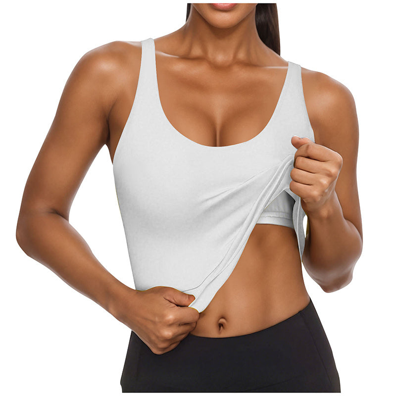 Women U Neck Tank Tops Built In Bra Basic Tank Top Fitted Sleeveless Undershirt Tank