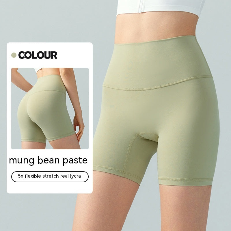 Lycra Yoga Tight Shorts Women's Summer High Elastic Hip Lifting Four Points Cycling Pants Anti-exposure