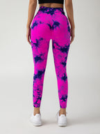 New Style Women's High-Waisted Yoga Leggings With Hollow-Out & Tie-Dye Design