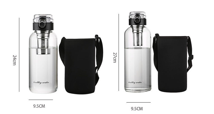 Bounce Cover Glass Water Cup With Cup Cover Portable Large Capacity