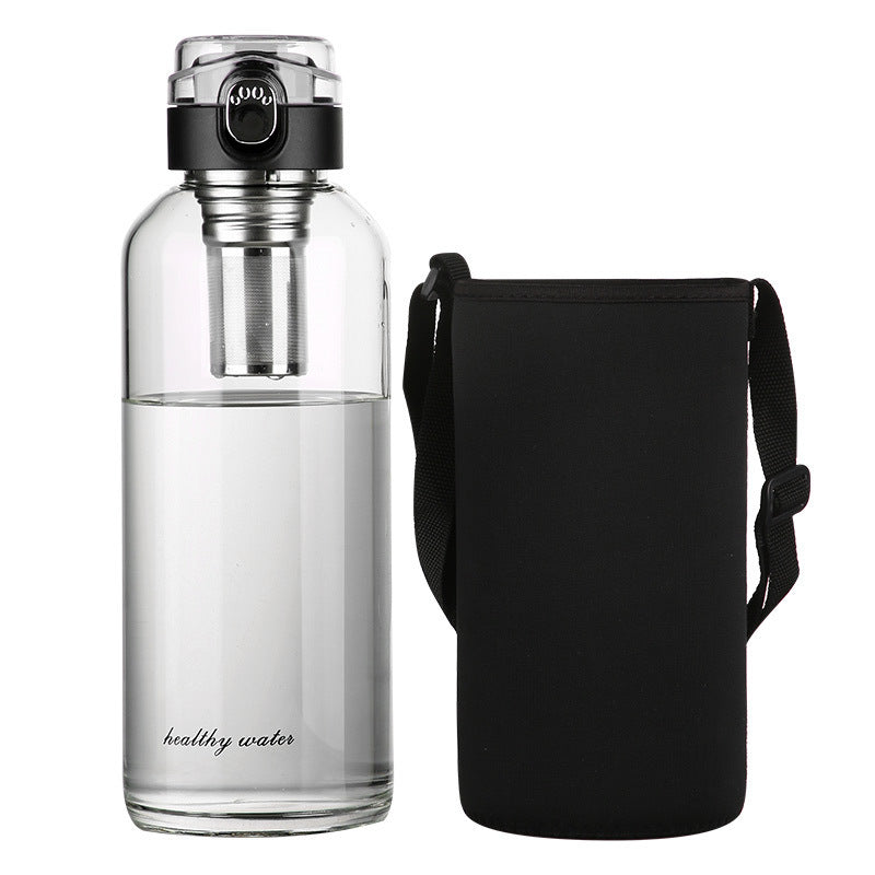 Bounce Cover Glass Water Cup With Cup Cover Portable Large Capacity