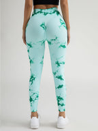 New Style Women's High-Waisted Yoga Leggings With Hollow-Out & Tie-Dye Design